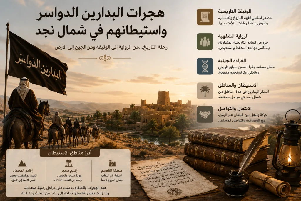 البدارين الدواسر: مناطق استيطانهم وتنقلاتهم