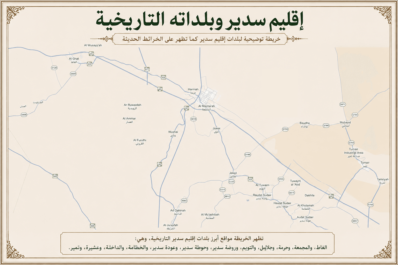 صورة توضيحية عن تاريخ إقليم سدير وبلداته وجغرافيته