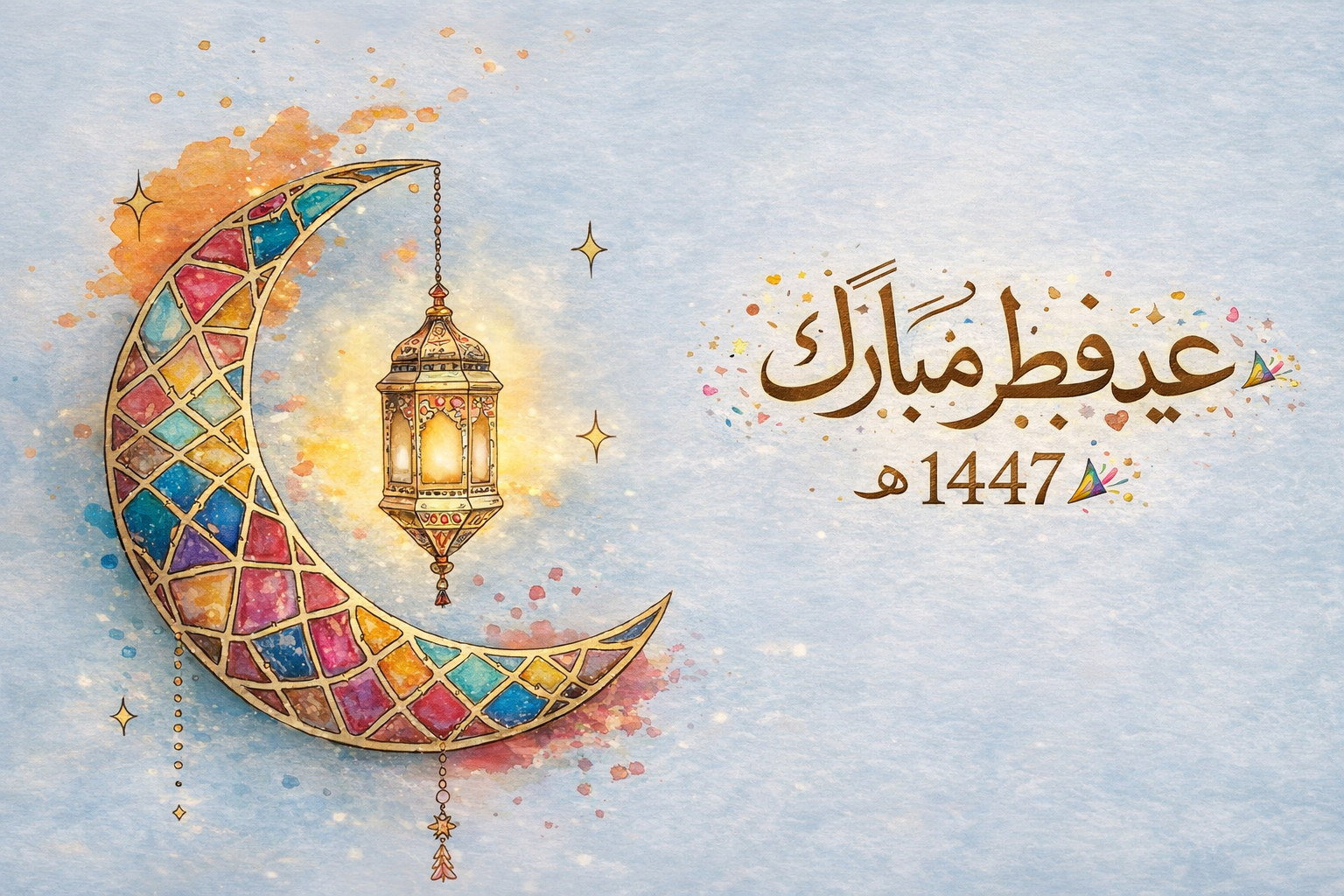 أطيب التهاني والتبريكات بمناسبة عيد الفطر 1447هـ