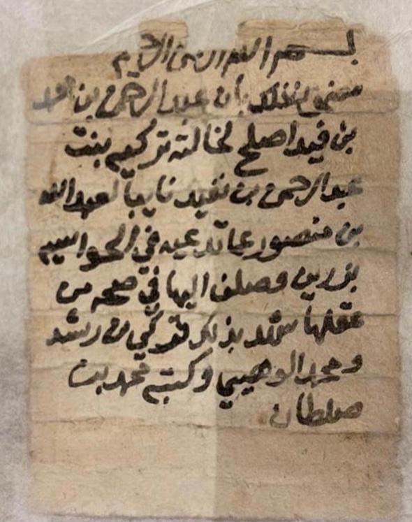 وثيقة لأسرة آل نفيد (آل مفيد) في سدير خلال القرن الثالث عشر الهجري